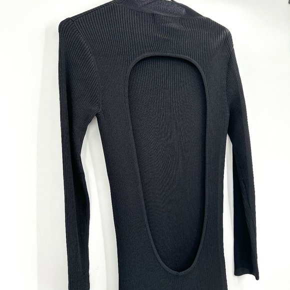 Musier Paris Darc Black Midi Ribbed Dress - Picture 5 of 8